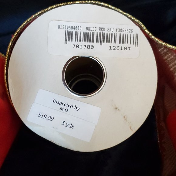 Vintage R-Tex Heavy Brocade Christmas Bells Ribbon 3" wide x 4.5 yrds-Gold Edge - Picture 4 of 6